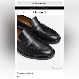 Flattered Sara Black Cow Leather Loafers - EU 38 (US 8)